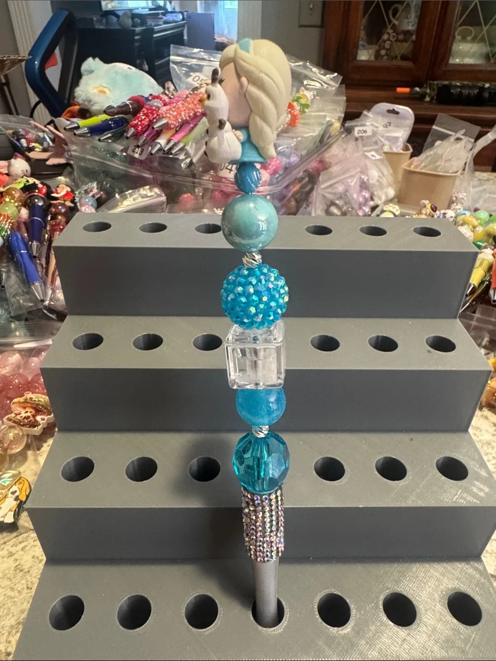 NWOT Disney Doorables Young Elsa with a tiny Olaf Beaded Pen Handmade by Me